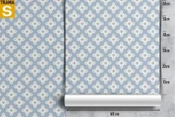 Blue geometric vintage wallpaper decoration.