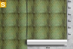 Green damask vintage wallpaper decoration.