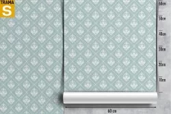 Vintage damask blue wallpaper decoration.