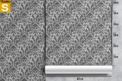 Vintage damask wallpaper decoration in grey and black.