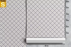 Wallpaper decoration with stylized geometric flowers.
