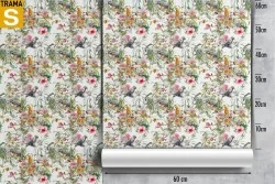 Tropical flowers and parrots wallpaper.