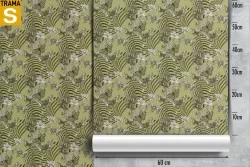 White flowers and abstract nature striped wallpaper.