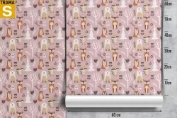 Wallpaper with forest animals nature children.