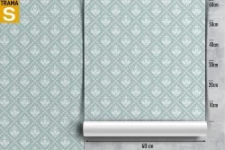 Vintage damask wallpaper pattern in light blue.