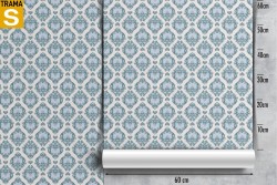 Damask blue wallpaper decoration.