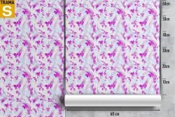 Modern fuchsia stylized leaves wallpaper.