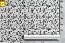 Carta da Parati rose stilizzate nero natura pattern.