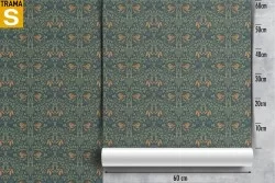Vintage flowers and damask pattern wallpaper.