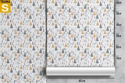 Wallpaper with stylized trees for children.