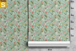 Vintage nature wallpaper with flowers and leaves.