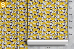 Yellow flowers stylized modern design wallpaper.
