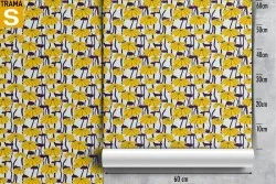 Yellow flowers stylized modern design wallpaper.