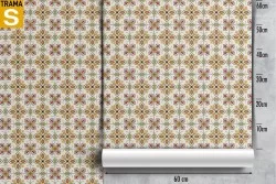 Carta da Parati mattonelle vintage con decori geometrici.