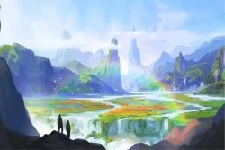 Carta da Parati Bambini Paesaggi e Natura Decorazioni e Pattern Fantasy Fiumi Cascate Laghi Paesaggi