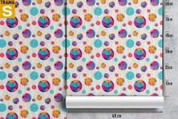 Children's wallpaper modern polka dot decoration.
