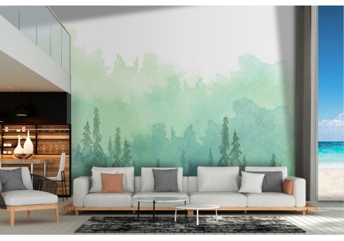 Watercolor abstract forest wallpaper