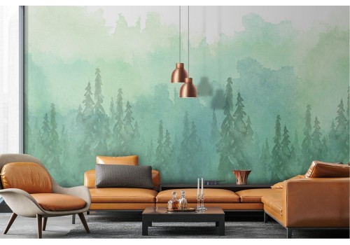 Watercolor abstract forest wallpaper 2