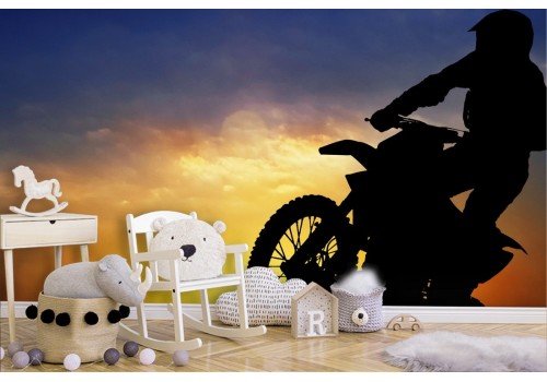 Carta da Parati moto da cross con tramonto