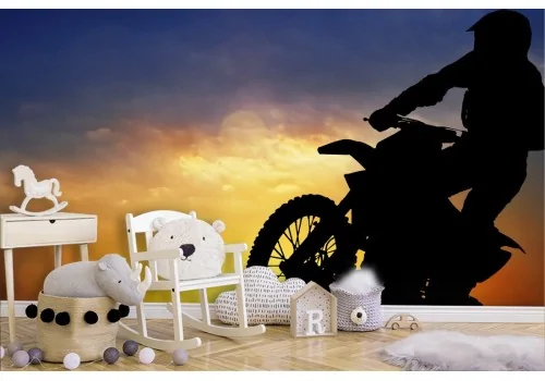 Carta da Parati moto da cross con tramonto