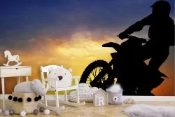 Carta da Parati moto da cross con tramonto