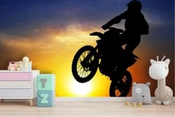 Carta da Parati moto da cross con tramonto