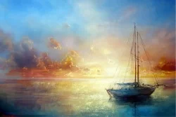 Wallpaper Design and Styles Landscapes and Nature Sunrise Sunset Beach and Sea Paintings and Watercolors