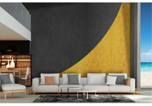 Carta da Parati superficie cemento nero e oro