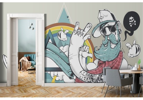 Wallpaper illustration modern hipster man