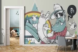 Carta da Parati illustrazione uomo hipster moderna