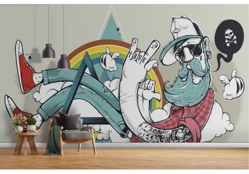 Carta da Parati illustrazione uomo hipster moderna 2