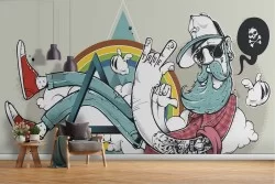 Carta da Parati illustrazione uomo hipster moderna