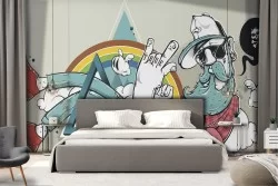 Carta da Parati Dark e Teschi Industrial Urban Moderna