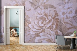 Carta da Parati fiori rose bianche natura effetto vintage