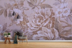 Carta da Parati fiori rose bianche natura effetto vintage