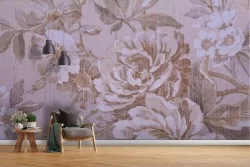 Carta da Parati fiori rose bianche natura effetto vintage