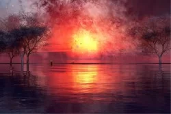 Wallpaper Landscapes and Nature Flora and Fauna Design and Styles Dawn Sunset Rivers Waterfalls Lakes Nature