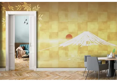 Carta da Parati montagna astratta oro