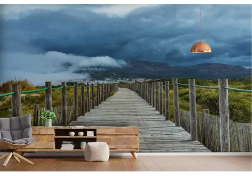 Carta da Parati paesaggio pone in montagna