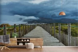 Carta da Parati paesaggio pone in montagna