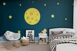 Children's wallpaper starry sky with moon