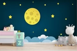 Children's wallpaper starry sky with moon