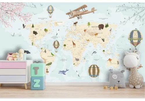 Illustrated world map wallpaper designs 2