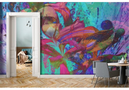 Abstract flowers modern nature wallpaper