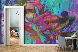 Abstract flowers modern nature wallpaper