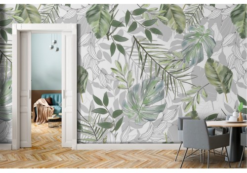 Tropical leaves nature modern design wallpaper