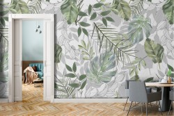 Carta da Parati foglie tropicali natura design moderno