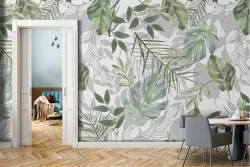 Tropical leaves nature modern design wallpaper