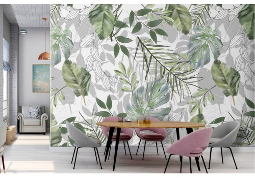 Tropical leaves nature modern design wallpaper 2