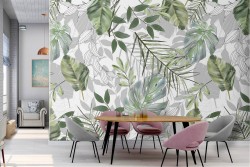 Carta da Parati foglie tropicali natura design moderno